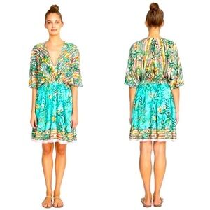 Johnny Was Taina Dolman Swim Cover Up Size Small Kimono Jungle Print Tropical